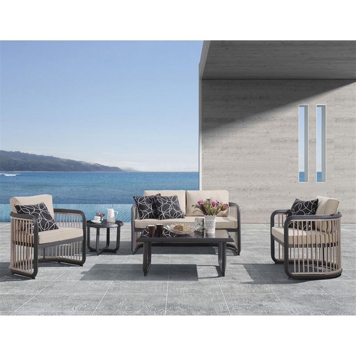 Φωτογραφία προϊόντος: CITY Living Set Καθιστικό Κήπου/Βεράντας Woodwell Alu Ανθρακί-Μπεζ (2θέσιο + 2 πολυθρόνες + τραπέζι + βοηθητικό τραπέζι)