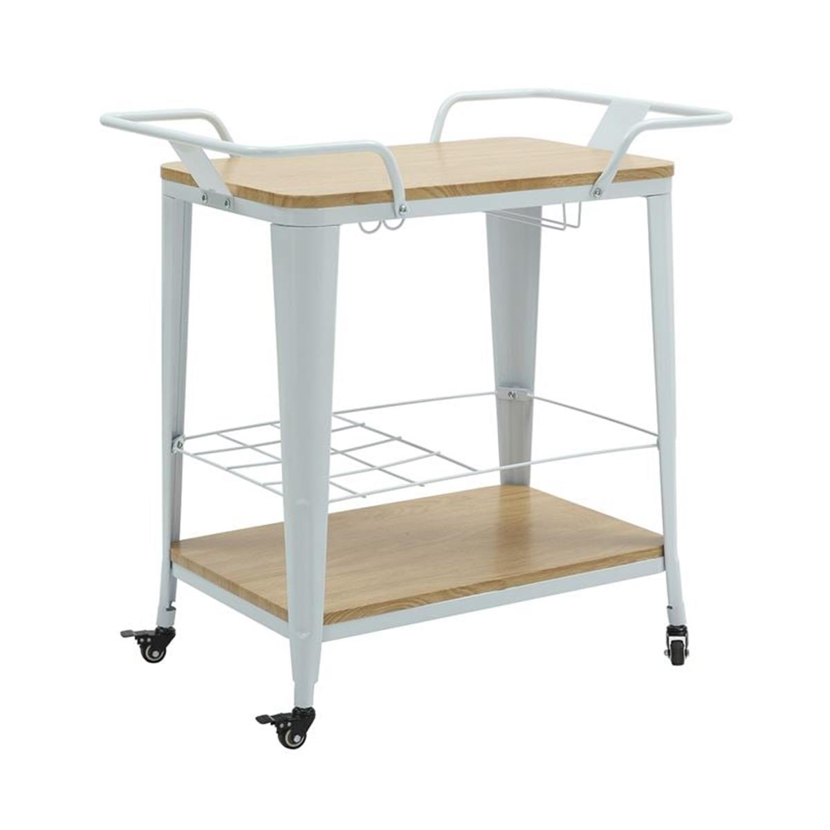 Φωτογραφία προϊόντος: RELIX Trolley Bar-Pro Μέταλλο Βαφή Άσπρο, MDF Απόχρωση Φυσικό 74x49x82cm