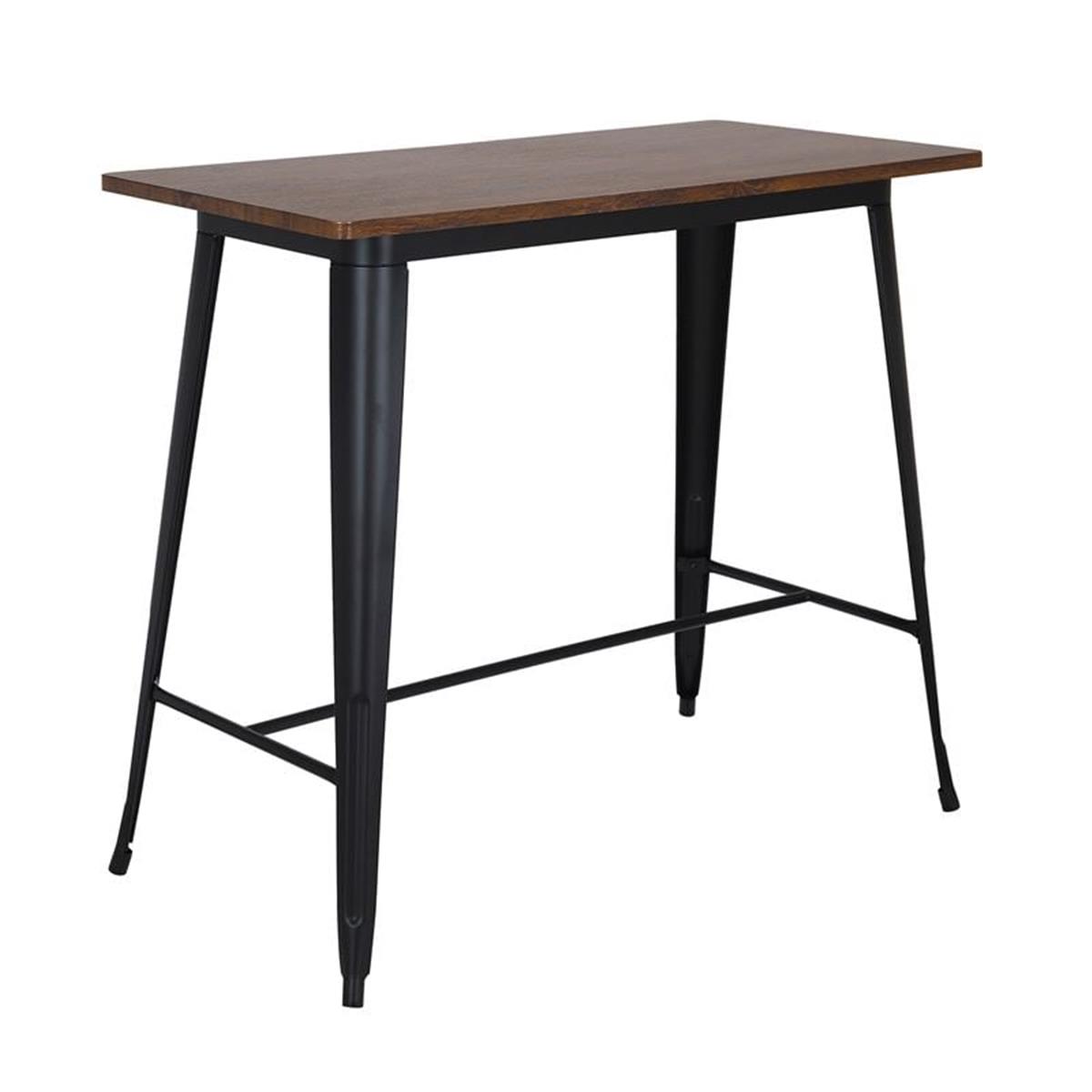 Φωτογραφία προϊόντος: RELIX Wood Dark Oak Τραπέζι Bar-Pro, Μέταλλο Βαφή Μαύρο 120x60x102cm