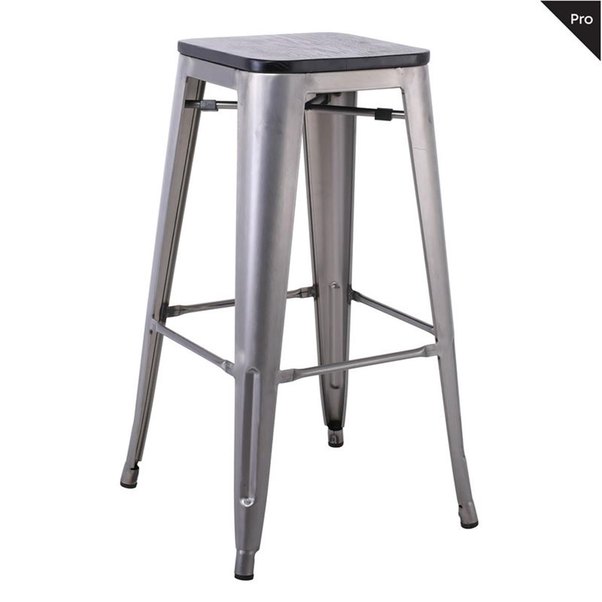Φωτογραφία προϊόντος: RELIX Wood Σκαμπό Bar-Pro, Metal με Διακοσμητική Σκουριά, Ξύλο Μαύρο 43x43 H.76cm