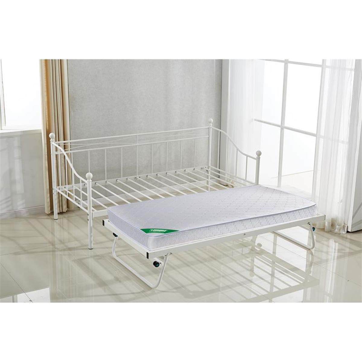 Φωτογραφία προϊόντος: MARIN Set: Daybed (για στρώμα 90x190) + Βοηθητικό Κρεβάτι με Στρώμα 185x85 (Μέταλλο, Άσπρο)