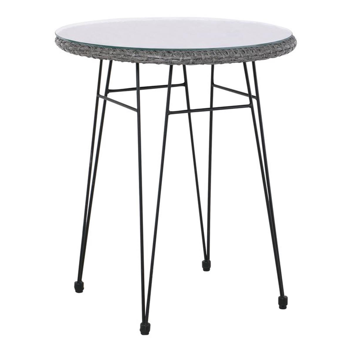 Φωτογραφία προϊόντος: Woodwell SALSA Τραπέζι 70cm, Μέταλλο Μαύρο & Wicker Γκρι (60x70cm)