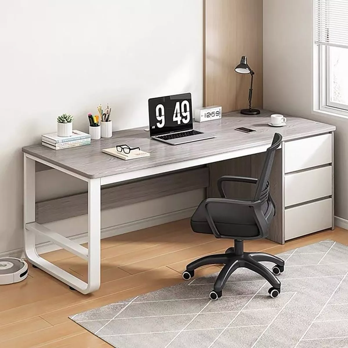 Φωτογραφία προϊόντος: Woodwell Γραφείο με 3 Συρτάρια Μέταλλο Βαφή Άσπρο 120x48x74cm