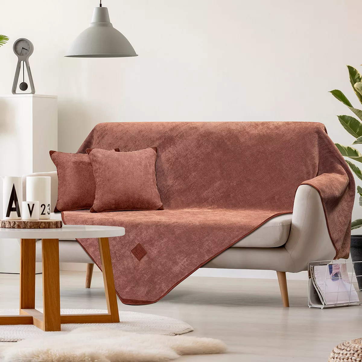 Φωτογραφία προϊόντος: Ριχτάρι Micro velour σετ 2τμχ Art 8405 (180x250+180x300) Κεραμιδί Σετ 2 τμχ