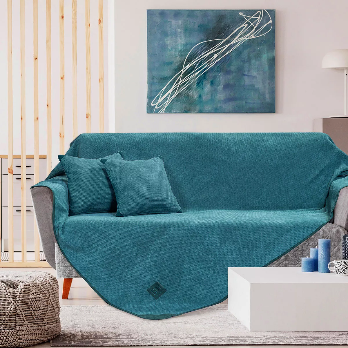 Φωτογραφία προϊόντος: Ριχτάρι Micro velour σετ 2τμχ Art 8406 (180x250+180x300) Πετρόλ