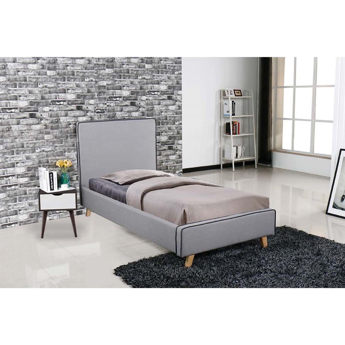 Φωτογραφία προϊόντος: Woodwell MORISSON Κρεβάτι Μονό 90x190cm, Ύφασμα Ανοιχτό Γκρι (99x204x110cm)