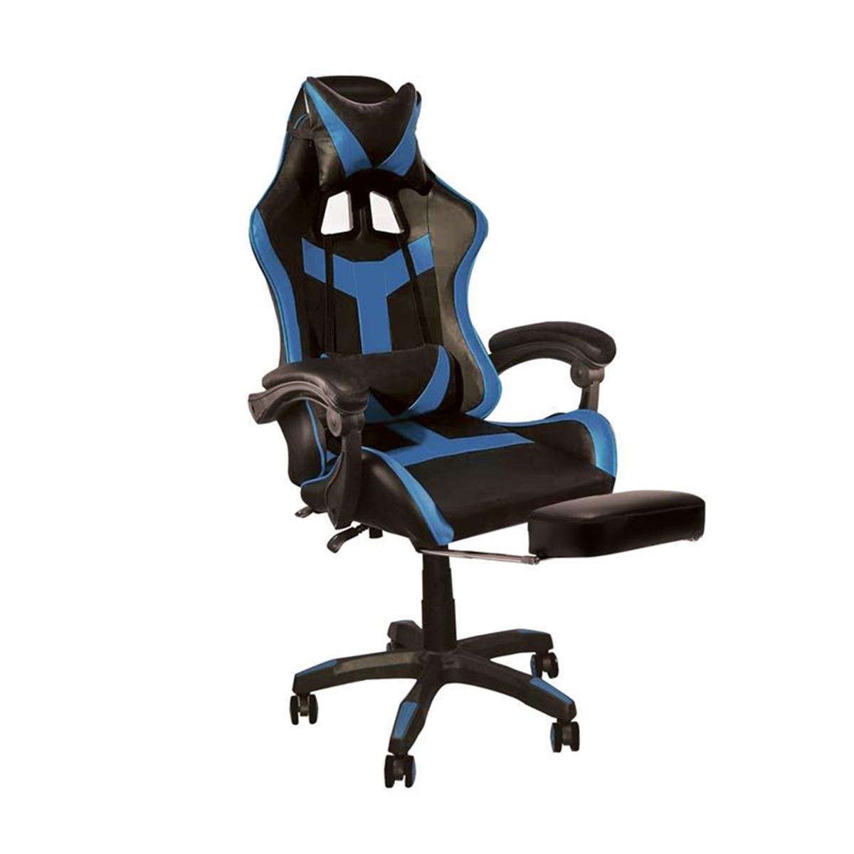 Φωτογραφία προϊόντος: Woodwell BF7860 Gaming Relax Πολυθρόνα Γραφείου με Υποπόδιο, PU Μαύρο - Μπλε, 63x70x117/127cm