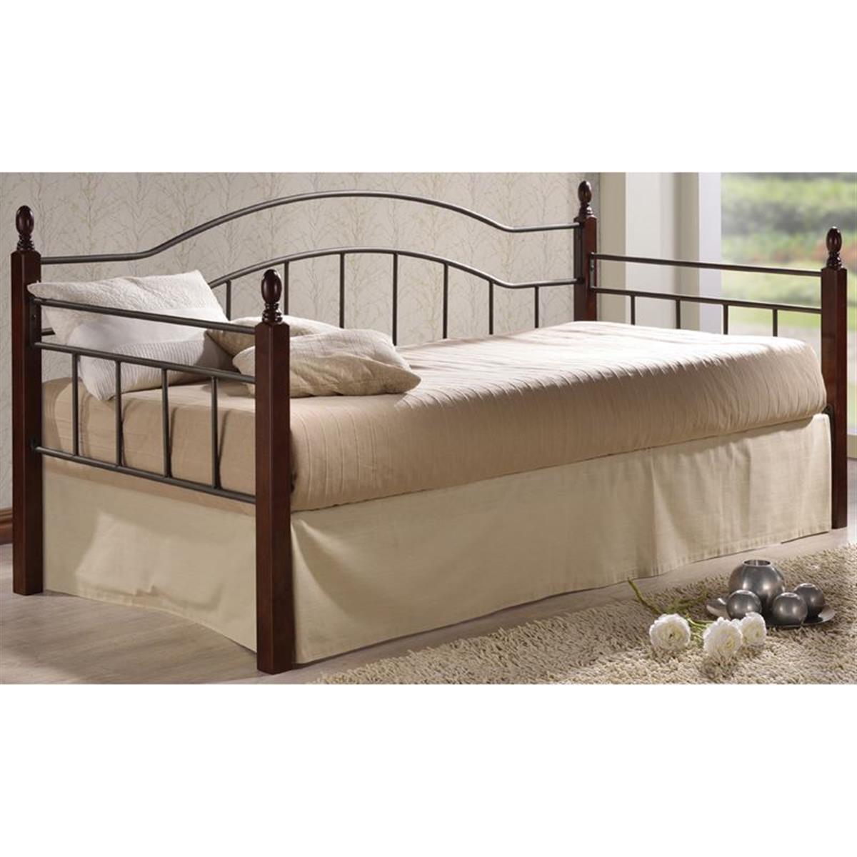 Φωτογραφία προϊόντος: VINCENT Daybed Ξύλο Καρυδί & Μαύρο Μεταλλικό Κρεβάτι Μονό Woodwell (98x201x99cm), Στρώμα 90x190cm