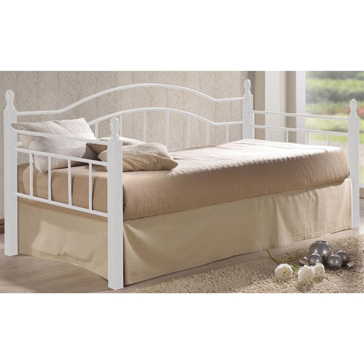 Φωτογραφία προϊόντος: VINCENT Daybed Κρεβάτι Μονό Μεταλλικό Βαφή Λευκό/Ξύλο Λευκό 98x201x99cm (Στρώμα 90x190cm)
