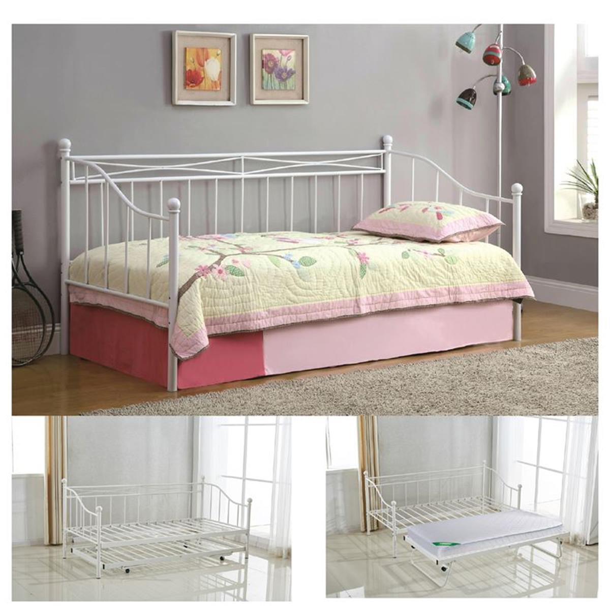 Φωτογραφία προϊόντος: Woodwell MARIN Daybed Κρεβάτι 90x190 + Βοηθητικό 85x185 Μέταλλο Βαφή Άσπρο