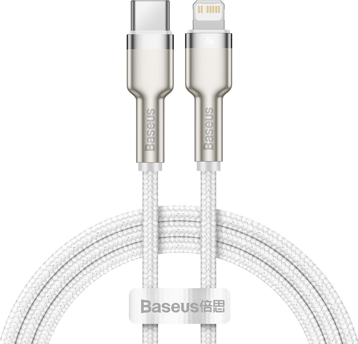 Φωτογραφία προϊόντος: Baseus Cafule Braided USB-C to Lightning Cable 20W Λευκό 1m (CATLJK-A02)