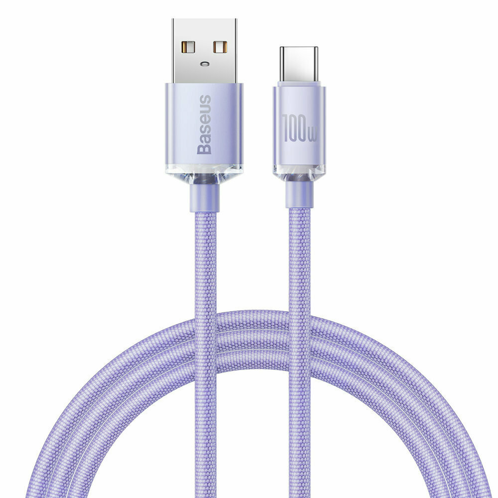 Φωτογραφία προϊόντος: Baseus Crystal Shine Braided USB 2.0 Cable USB-C male - USB-A male Μωβ 1.2m (CAJY000405)