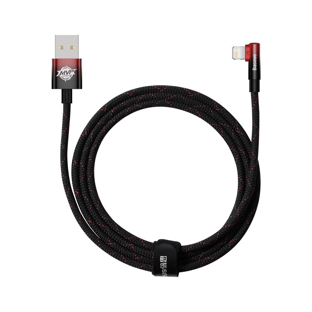 Φωτογραφία προϊόντος: Baseus MVP 2 Angle (90°) / Braided USB to Lightning Cable Μαύρο / Κόκκινο 2m (CAVP000120)