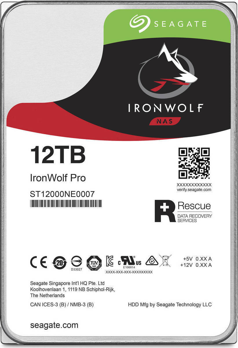 Φωτογραφία προϊόντος: Seagate IronWolf Pro 12TB HDD Σκληρός Δίσκος 3.5" SATA III 7200rpm με 256MB Cache για NAS (ST12000NE0008)