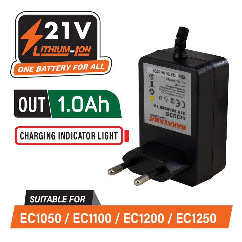 Φωτογραφία προϊόντος: NAKAYAMA PRO EC1102 Φορτιστής 21V, 1A Για EC1050, EC1100, EC1200, EC1250 (075783)