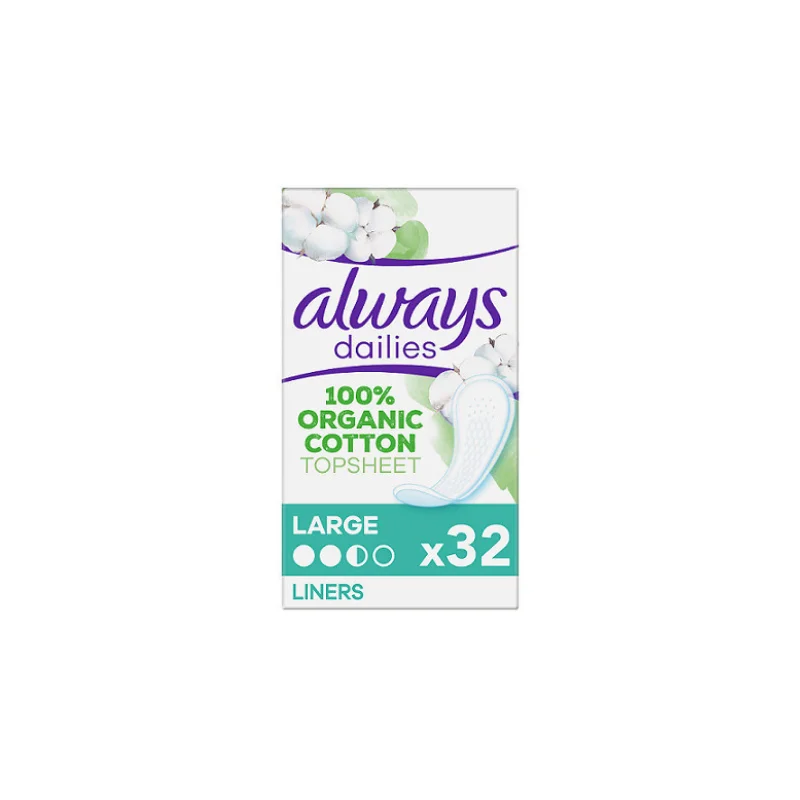 Φωτογραφία προϊόντος: Always Dailies Cotton Protection Large Σερβιετάκια για Κανονική Ροή 2.5 Σταγόνες, 32τμχ