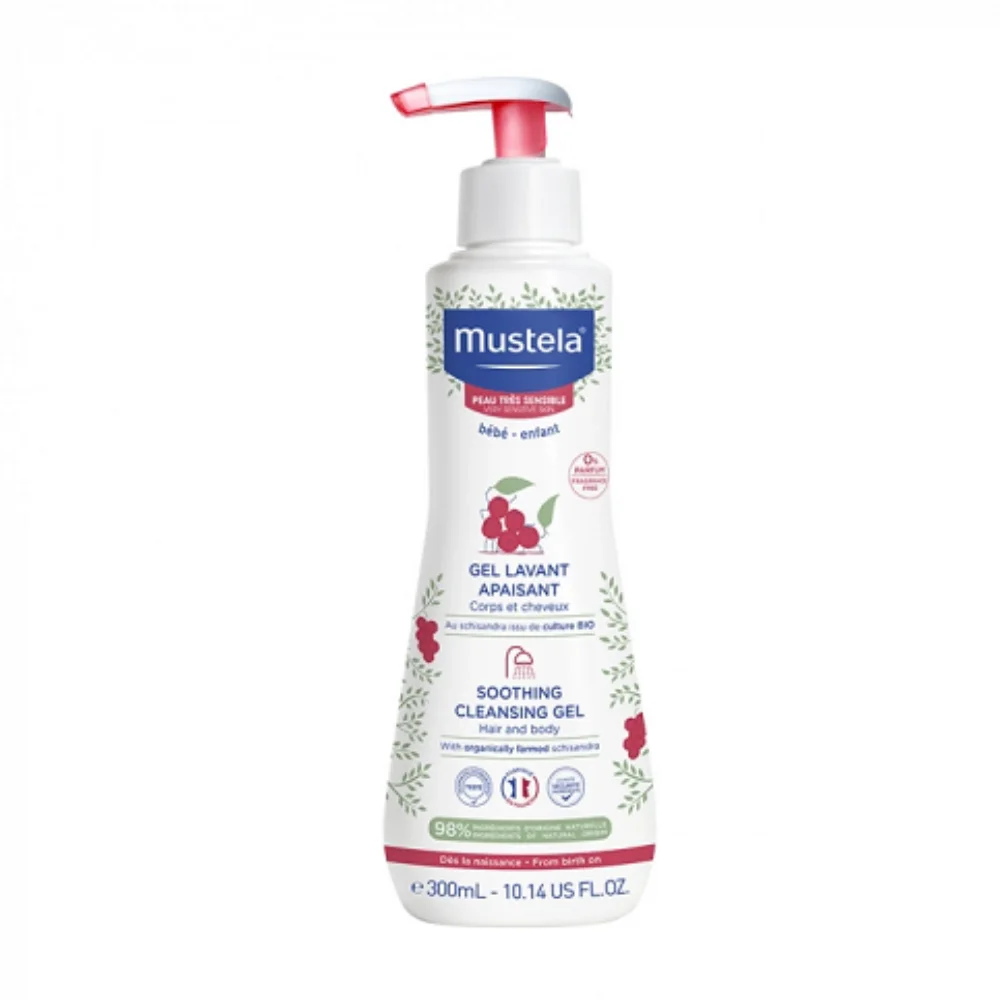 Φωτογραφία προϊόντος: Mustela Καταπραϋντικό Καθαριστικό Τζελ για Μαλλιά + Σώμα με Βιολογική Σχισάνδρα 300ml