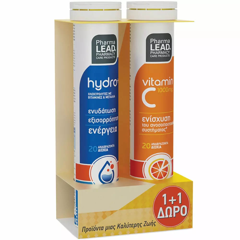 Φωτογραφία προϊόντος: PharmaLead Hydro 20 Αναβράζοντα Δισκία + Βιταμίνη C 1000mg (20 αναβράζοντα)