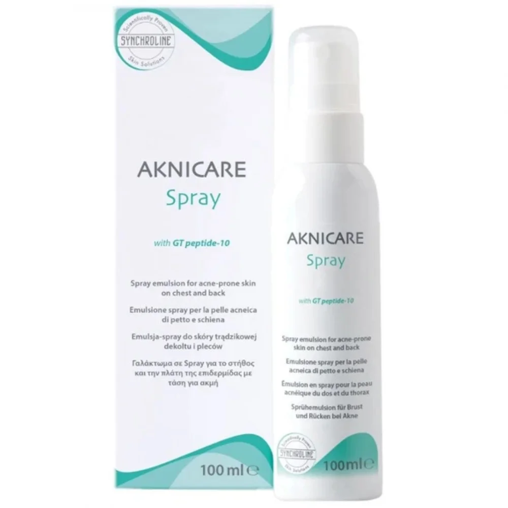 Φωτογραφία προϊόντος: Synchroline Aknicare Spray για την αντιμετώπιση της ακμής σε στήθος & πλάτη, 100ml