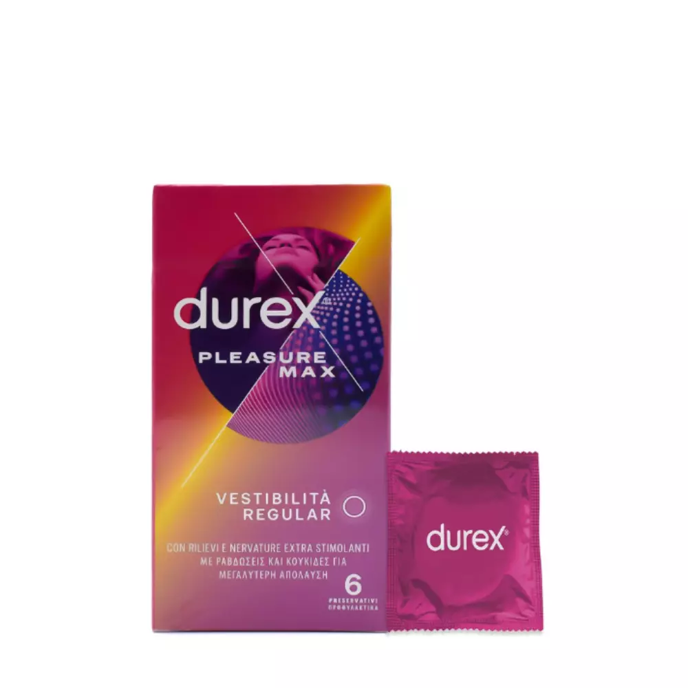 Φωτογραφία προϊόντος: Durex Pleasuremax Προφυλακτικά με Ανάγλυφες Κουκίδες & Ραβδώσεις, 6τεμ