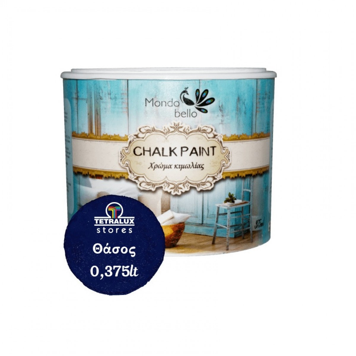 Φωτογραφία προϊόντος: ΧΡΩΜΑ ΚΙΜΩΛΙΑΣ CHALK PAINT MONDO BELLO ΘΑΣΟΣ 375ml
