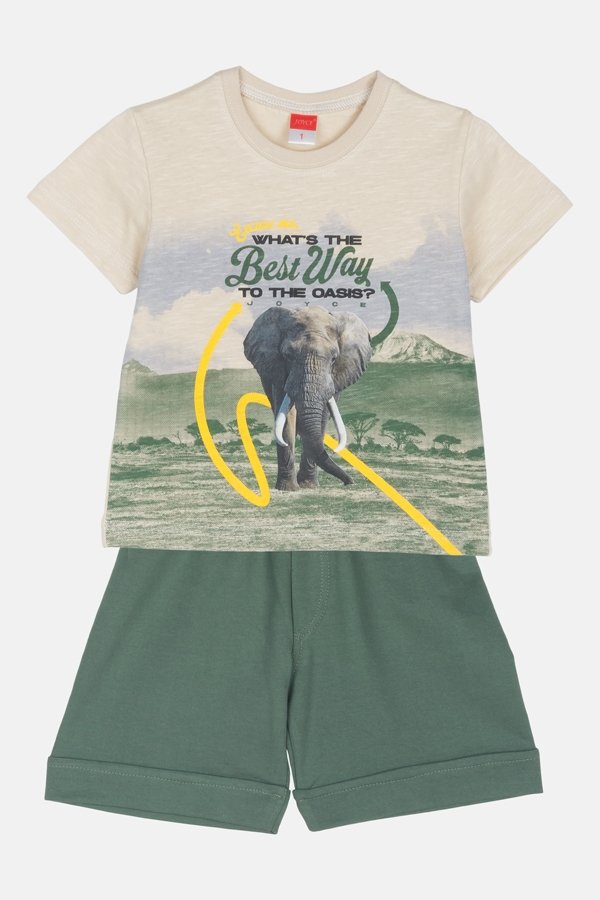 Φωτογραφία προϊόντος: Joyce Junior Σετ Μπλούζα-Σορτς Oasis Elephant Μπεζ-Χακί (2512119-1)