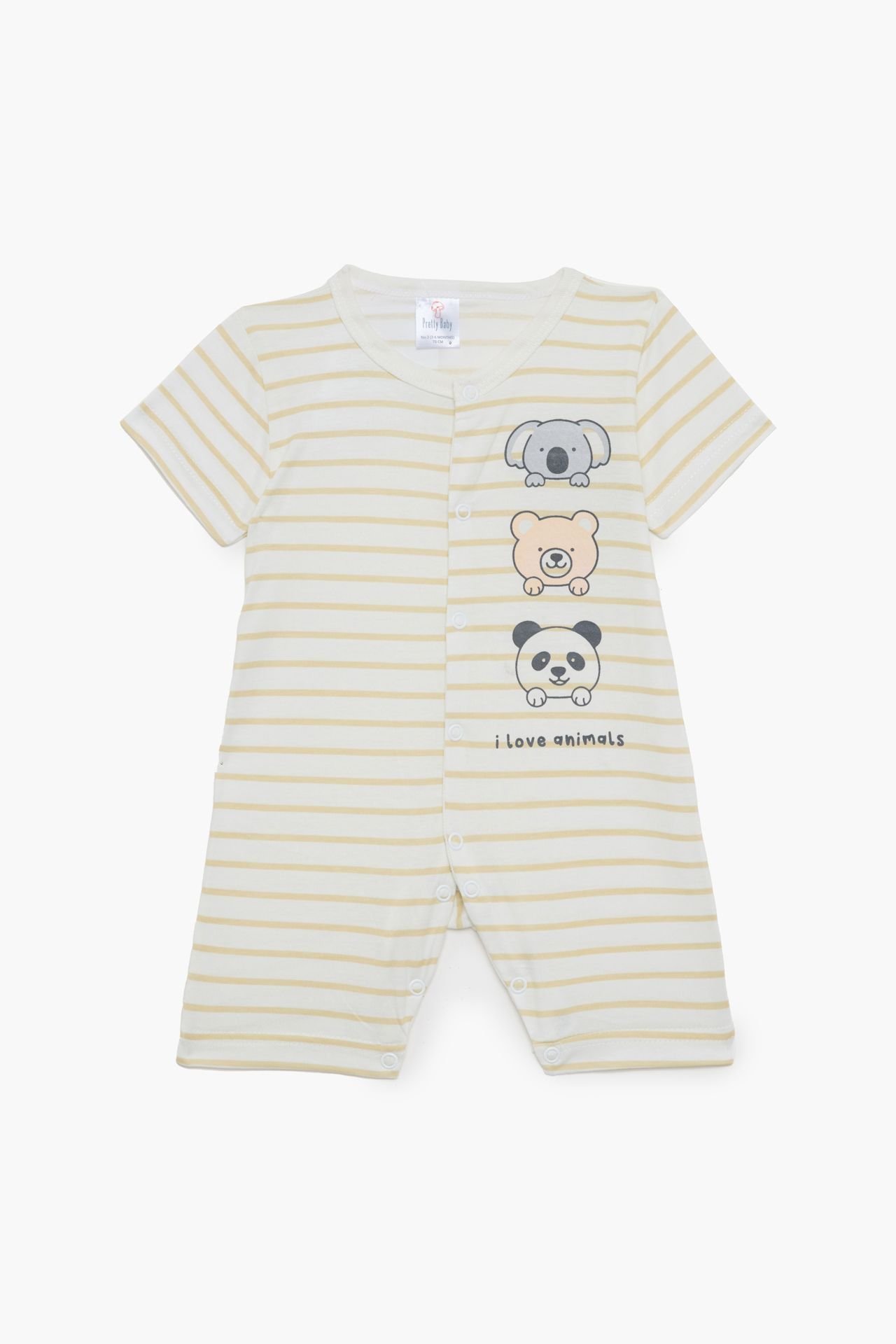 Φωτογραφία προϊόντος: Pretty baby Eleten New Born Φορμάκι Με Κοντό Μανίκι Animals Εκρού (32978-01-684)