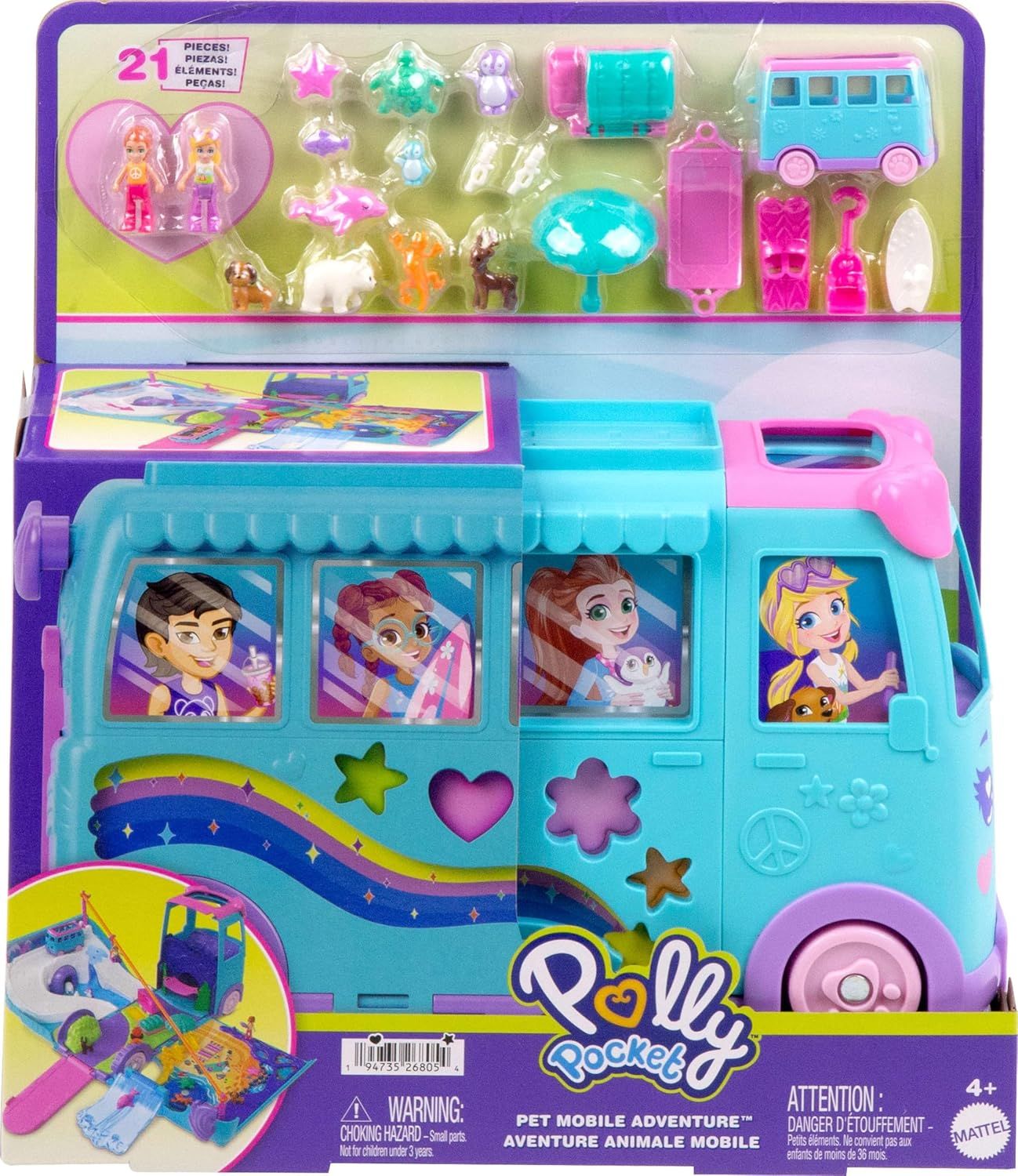 Φωτογραφία προϊόντος: Mattel Polly Mini - Τροχόσπιτο Με Ζωάκια (JCC22)