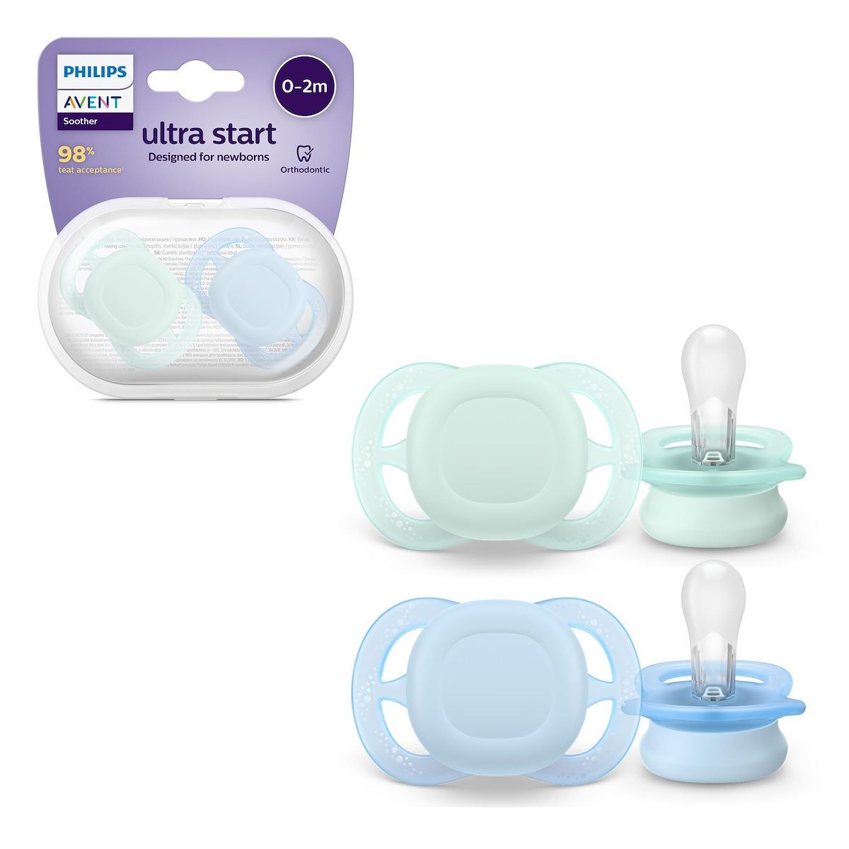 Φωτογραφία προϊόντος: Avent Πιπίλα Ultra Soft 0-2m Πράσινο-Μπλε (SCF075/02)