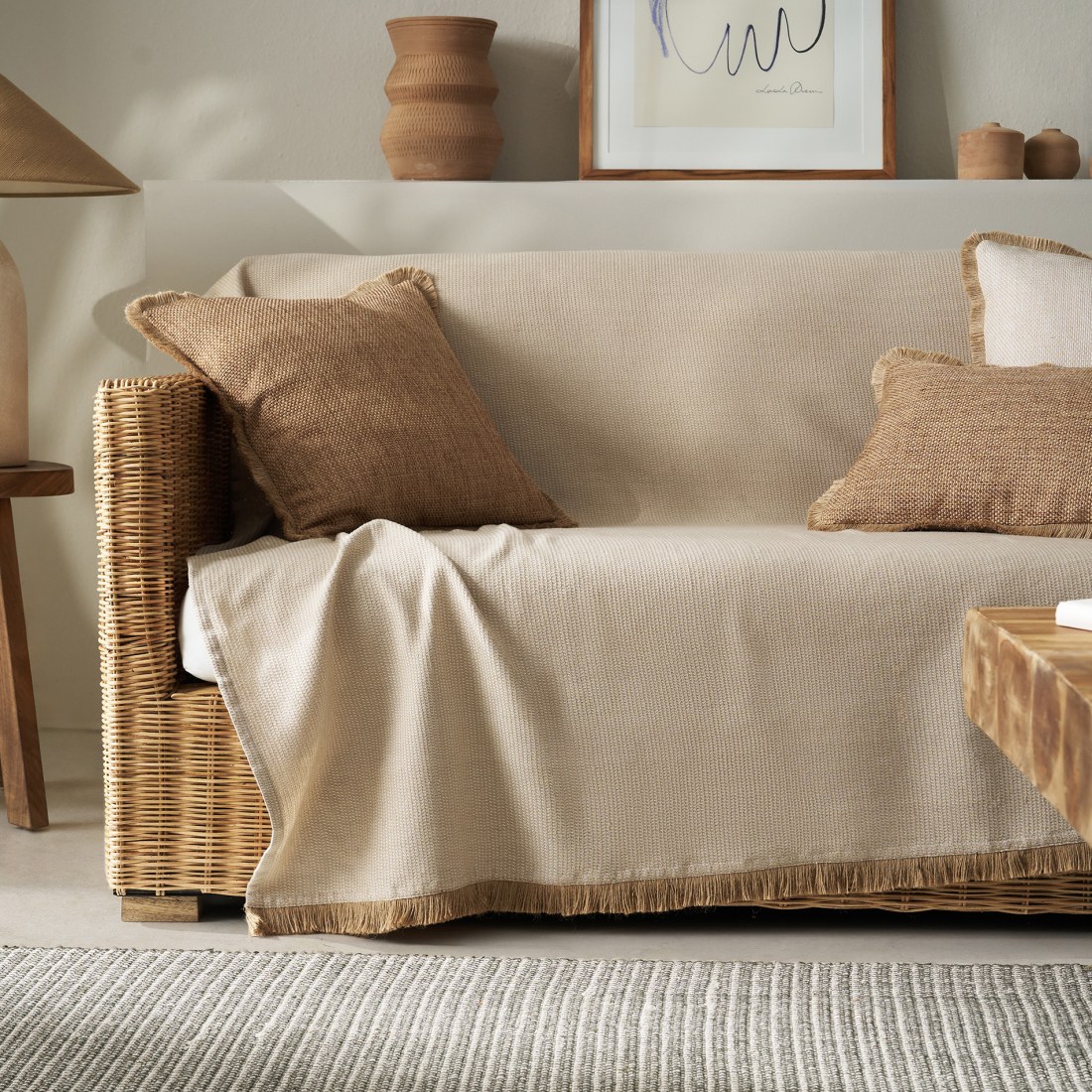 Φωτογραφία προϊόντος: Ριχτάρι Διθέσιου Gofis Home Odessa Hemp Beige 20-07-533-2/06 180x250