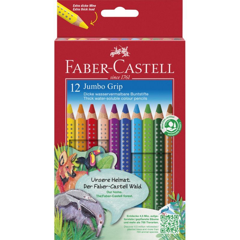 Φωτογραφία προϊόντος: Faber-Castell Faber Castel Ξυλομπογιές Jumpo Grip 12τμχ (12305601)