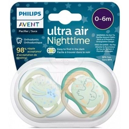 Φωτογραφία προϊόντος: Avent Πιπίλα Ultra Air Nighttime Ορθοδοντική Σιλικόνης 0-6m Αστέρι - Κουκουβάγια 2τμχ (SCF376/18)