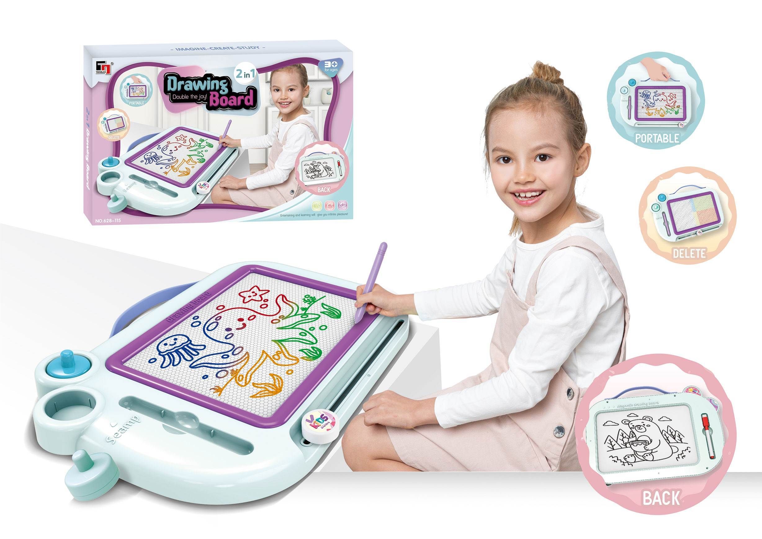 Φωτογραφία προϊόντος: Blue Toys Παιδικός Πίνακας Ζωγραφικής Μαγνητικός Λευκό-Ροζ (MKU316490)