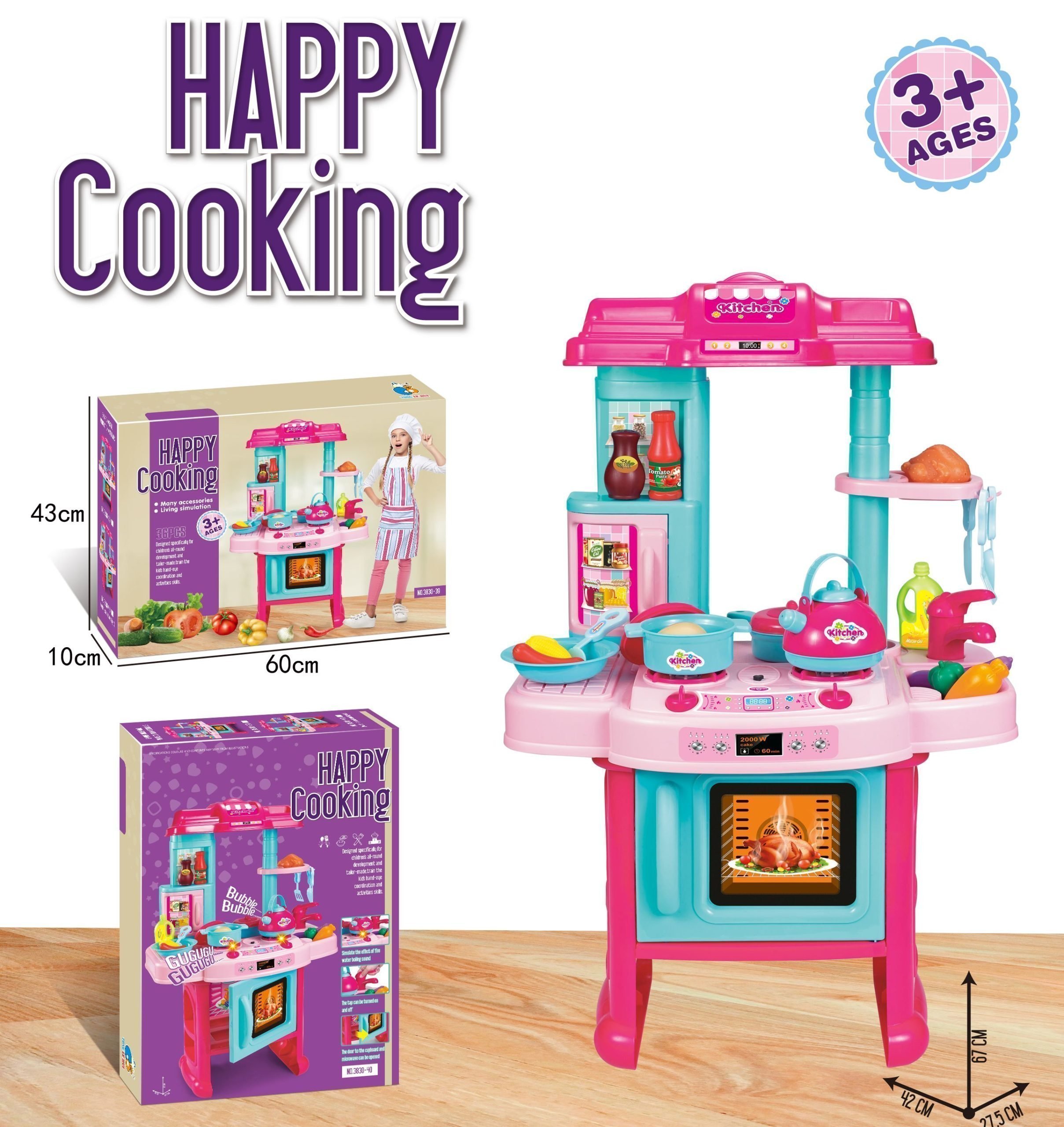Φωτογραφία προϊόντος: Blue Toys Παιδική Κουζίνα Πάγκος Happy Cooking Μπλε-Ροζ (MKL891221)