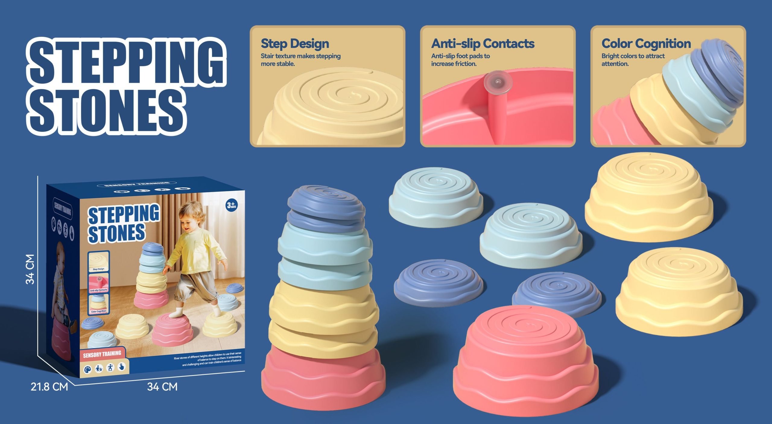 Φωτογραφία προϊόντος: Blue Toys Παιχνίδι Ισορροπίας Σκαλοπάτια "Πέτρες" (MKU026159)