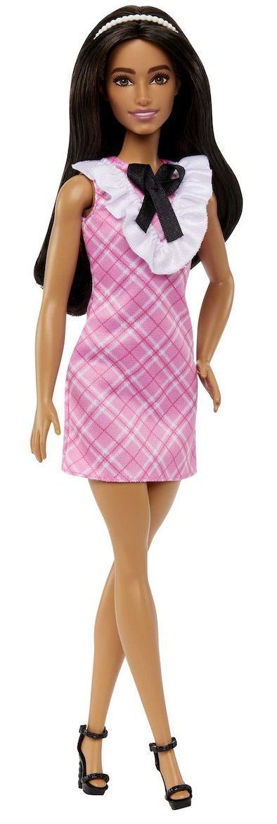Φωτογραφία προϊόντος: Mattel Barbie Νέες Barbie Fashionistas Doll Με Μαύρα Μαλλιά Και Ροζ Καρό Φόρεμα (HJT06)