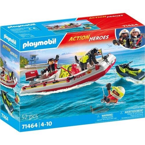 Φωτογραφία προϊόντος: Playmobil Φουσκωτό Σκάφος Πυροσβεστικής Με Θαλάσσιο Scooter (71464)