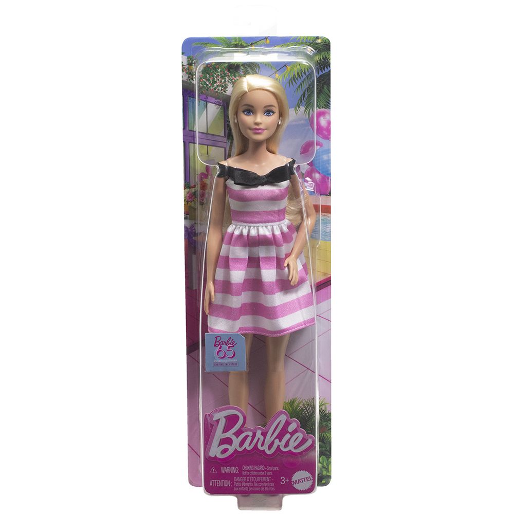 Φωτογραφία προϊόντος: Mattel Barbie Ριγέ Φόρεμα 65 Χρόνια (HTH66)