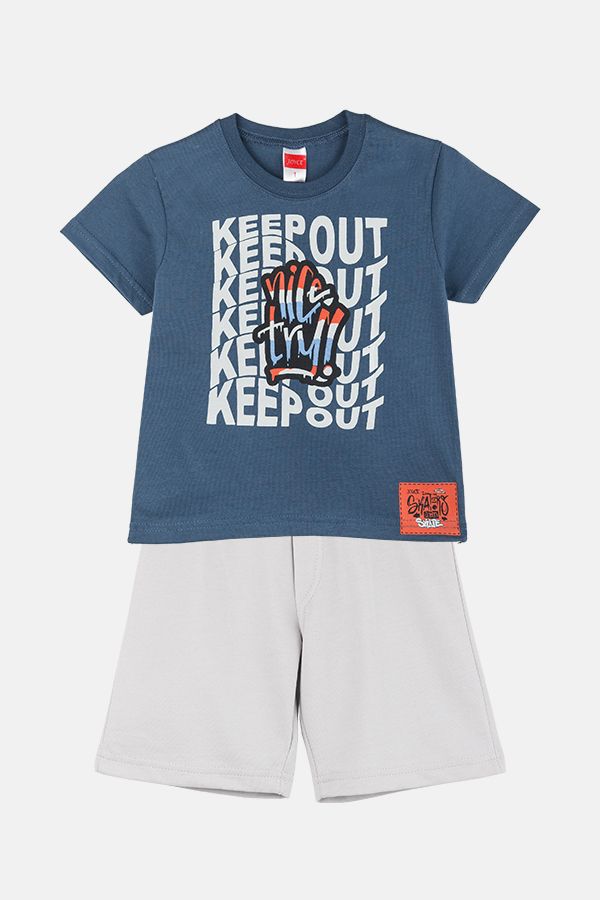 Φωτογραφία προϊόντος: Joyce Σετ με Σόρτς Keep Out Vintage Μπλε-Γκρι (2412127-2)