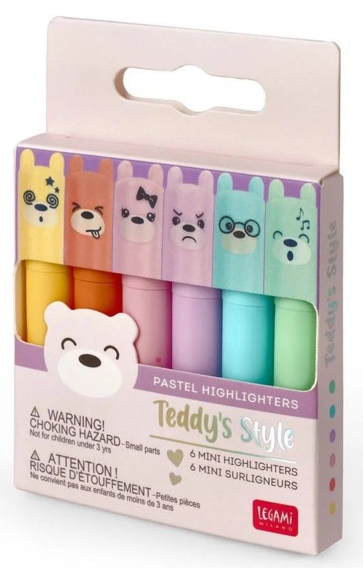Φωτογραφία προϊόντος: Legami Milano Teddy's Mood Mini Μαρκαδόροι Υπογράμμισης Σετ 6 Χρώματα (MHKIT4)