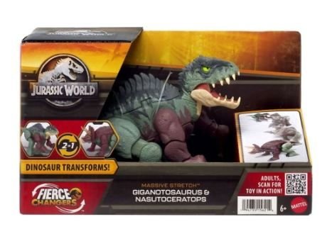 Φωτογραφία προϊόντος: Mattel Jurassic World Μεγάλοι Δεινόσαυροι 2 Σε 1 Giganotosaurus και Nasutoceratops (HPD34)