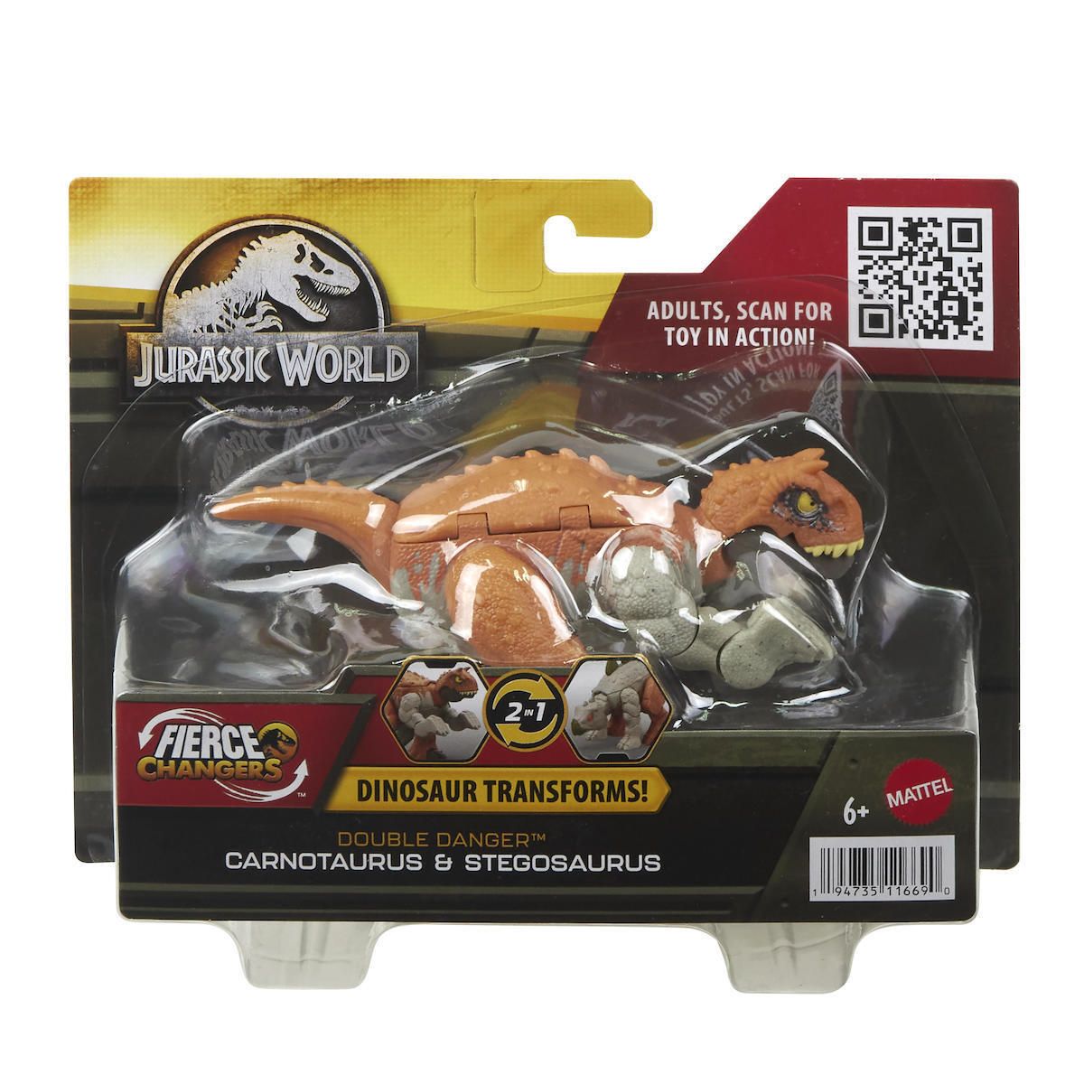 Φωτογραφία προϊόντος: Mattel Jurassic World Δεινόσαυροι 2 σε 1 Carnotaurus to Stegosaurus (HLP07)