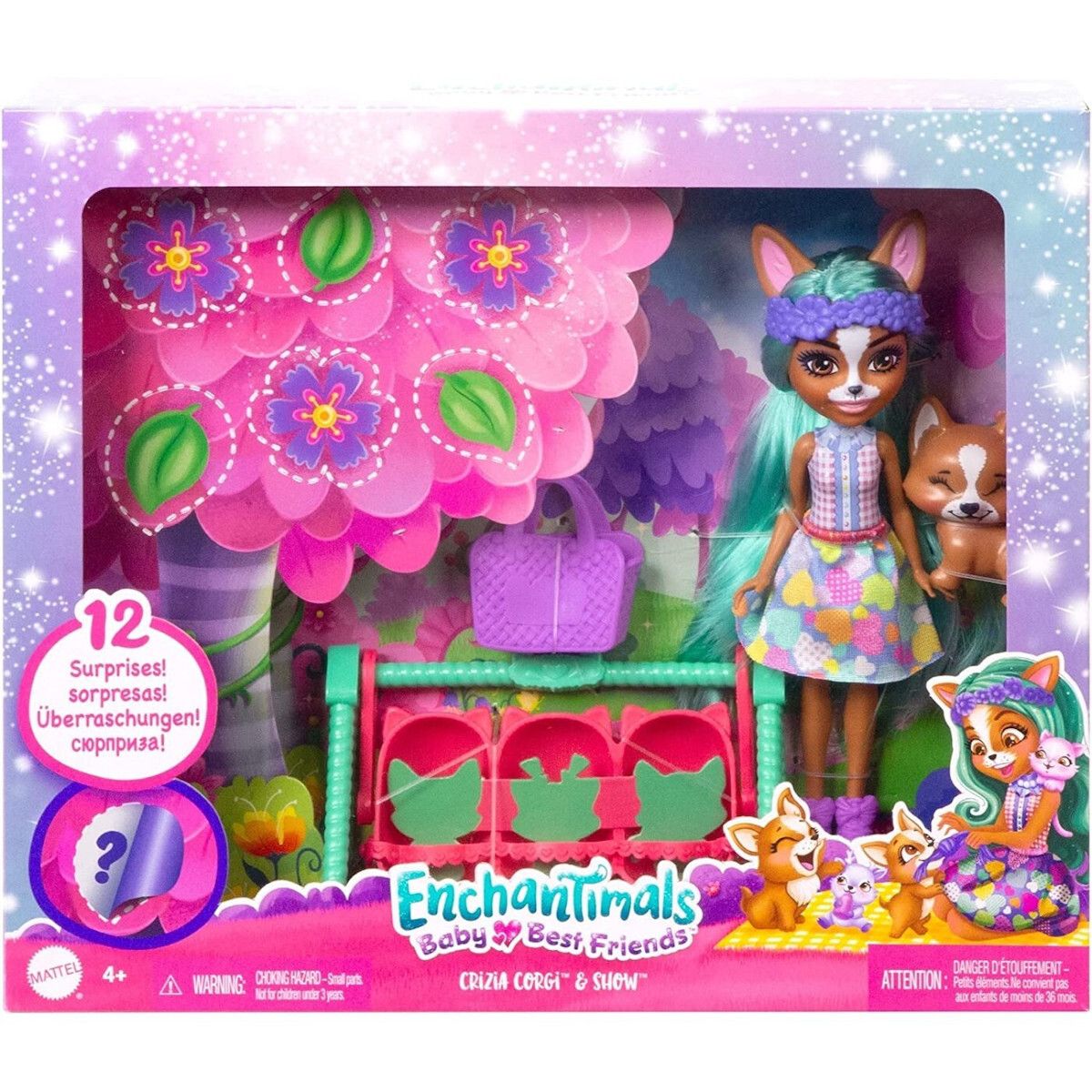 Φωτογραφία προϊόντος: Mattel Enchantimals Baby Best Friends Κούκλα Kαι Ζωάκια Φιλαράκια Με Εκπλήξεις Crizia Corgi and Show (HLK86)