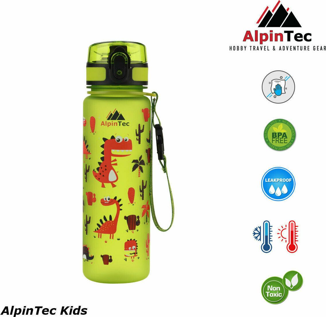 Φωτογραφία προϊόντος: AlpinPro Παγούρι Πλαστικό Kids 500ml Green Dino (C-500GN-1)