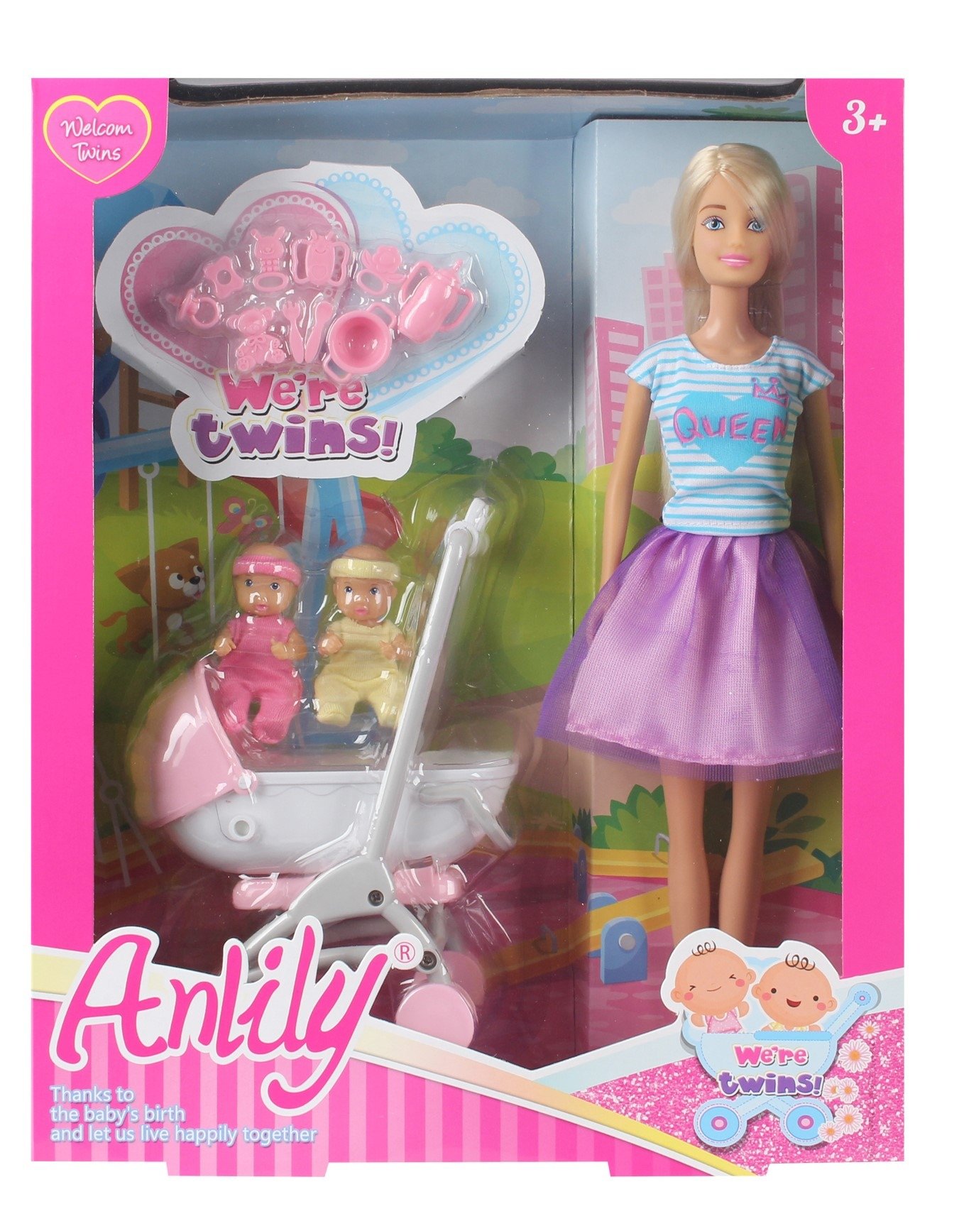 Φωτογραφία προϊόντος: Blue Toys Κούκλα Anlily Με Καρότσι Και Μωρό (MKK535893)