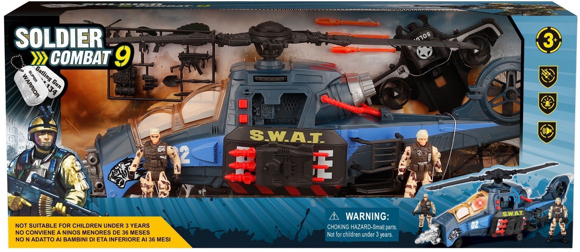 Φωτογραφία προϊόντος: Blue Toys Playset Αστυνομικό Ελικόπτερο με Φως και Μουσική Soldier Combat (MKL410972)