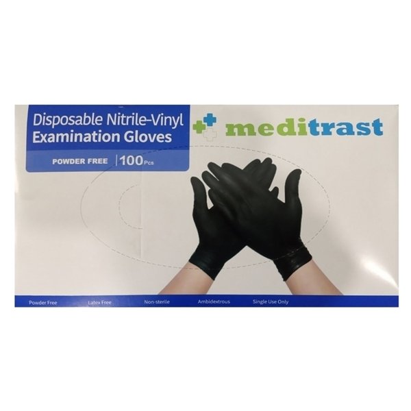 Φωτογραφία προϊόντος: MEDITRAST Examination Γάντια Βινιτρυλίου Χωρίς Πούδρα σε Μαύρο Χρώμα,L, 100τμχ