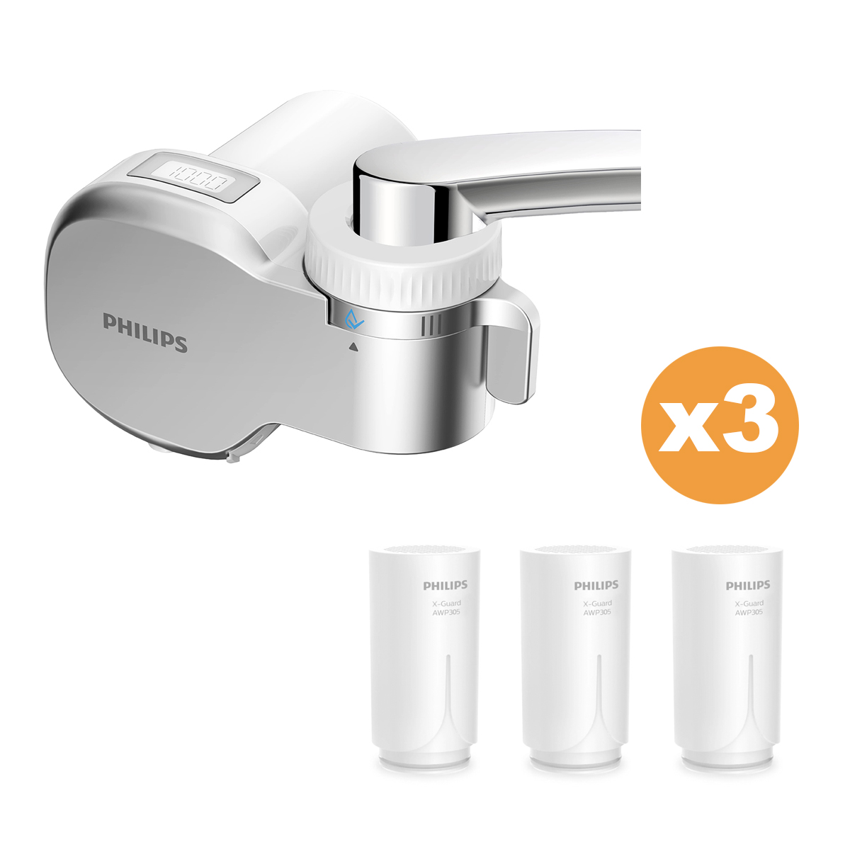 Φωτογραφία προϊόντος: Philips AWP3705P1 Συσκευή Φίλτρου Νερού Βρύσης με Τεχνολογία X-GUARD και Ψηφιακή Ένδειξη + 3τεμ. AWP305 - OEM