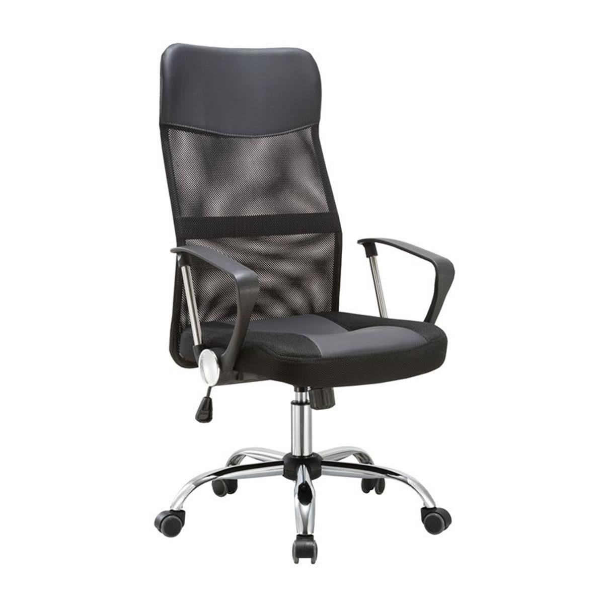 Φωτογραφία προϊόντος: Woodwell BF2400-PU Πολυθρόνα Γραφείου Διευθυντή με βάση χρώμιο, PU Μαύρο, Mesh Μαύρο 61x63x110/120cm