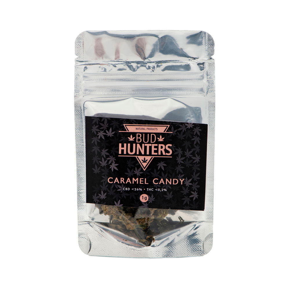 Φωτογραφία προϊόντος: Ανθοί Κάνναβης CARAMEL CANDY 26% CBD 1GR +2GR - BUD HUNTERS